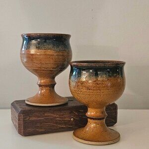 Set of Two Studio Pottery Cups Goblets